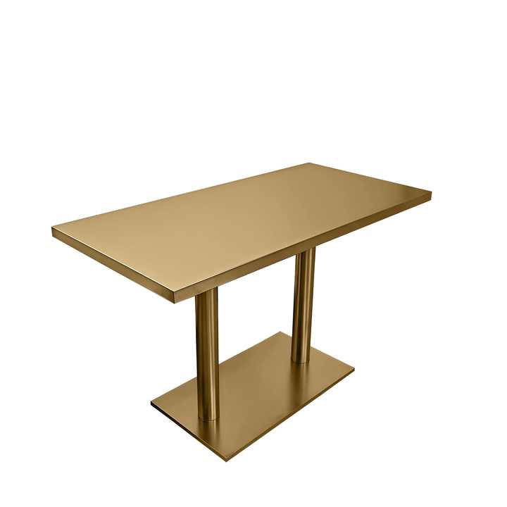 Modern Rectangle Dining Table with Marble Top Stainless Steel Restaurant-Style Home Furniture with Metal Panel Design for Bars