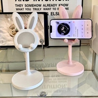 Support de téléphone de bureau en forme de lapin de dessin animé mignon - Plastique écologique, hauteur réglable, inclinaison automatique, décoration de mariage et de maison pour tablettes