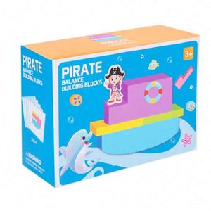 Juego de Equilibrio de Madera con Bloques de Construcción y Tarjetas Educativas, Divertido Juego Interactivo de Apilamiento de Torres para Niños y Adultos - Product Image 6