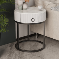 Table basse moderne de luxe avec plateau en marbre et structure en acier inoxydable, tiroirs robustes à forte capacité de charge, doubles étagères pour salon
