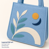 Sac fourre-tout en feutre avec appliques soleil, lune et feuille, réutilisable, pour mariage, baby shower, anniversaire, emballage cadeau