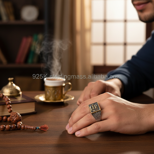 925K Sterling Silver Islamic Design <b>Men</b> <b>Ring</b> - Product Image 3