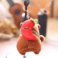 Sac à dos souple Kawaii Capibaras Peluche Peluche Capybara Peluche Animal Jouet Porte-clés avec Citrouille Piment Piment Aubergine