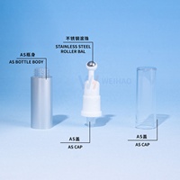 Flacon de crème pour les yeux sans air en plastique AS doré/argenté de 5 ml, 10 ml, 12 ml, 15 ml avec impression sérigraphiée et tête de massage à bille