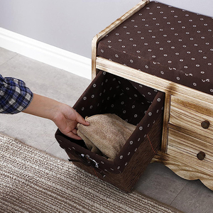 Factory Footstool Shoe Changing <strong>Bench</strong> <strong>with</strong> Rattan <strong>Basket</strong> - Product Image 6