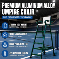 Chaise d'arbitre pour court de tennis en plein air Chaise d'arbitre portable en aluminium avec auvent pour badminton et volley-ball
