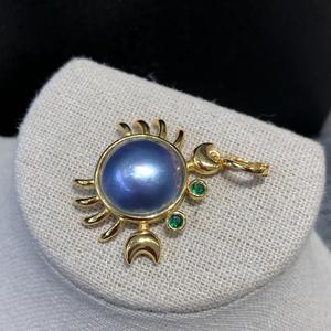 Colgante de Perla Mabe Blanca Mabei World Starry Sky de 15.5mm, Plata 925, Chapado en Oro de 18K, Estilo Bohemia, Unisex, para Uso Diario - Product Image 2