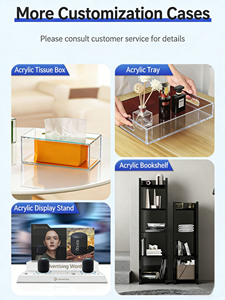 Şeffaf Akrilik Çıkarılabilir Geri Dönüştürülebilir Hafif Servis Tepsisi Altın Kulplar Katlanabilir Kahve Meze Banyo Kullanımı Sunum Tepsisi - Product Image 4