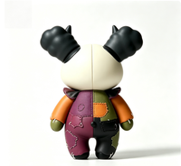 Figurine d'art en vinyle OEM Halloween, style clown patchwork bicolore, avec oreilles cornes nuage noir, figurine de collection Voodoo, vente en gros usine Chine