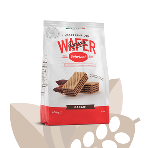 Wholesale Cabrioni Italian Brand Cocoa Waferini Crispy Sweet <b>Chocolate</b> Filled Sandwiched Wafers 400gr Bag - Product Image 1