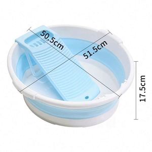 All-in-One Foldable <b>Round</b> PP Plastic 51cm Portable Eco-Friendly Oversized Rubbing Board Wash <b>Basin</b> - Product Image 4