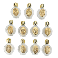Bouteilles en verre gaufrées de 15 ml pour eau bénite, en métal plaqué or et argent, avec motifs chrétiens catholiques (Jésus, Vierge Marie, Michel, Benoît)