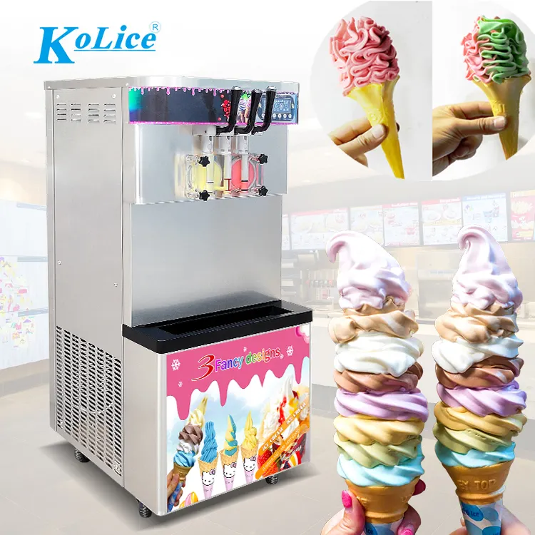 3 tatlar masa ticari yumuşak dondurma makinesi/yumuşak hizmet lezzet patlama dondurma makinesi