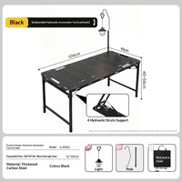 Table pliante hydraulique en acier au carbone IGT - Meubles d'extérieur portables pour le camping et le pique-nique, style glamping rectangulaire