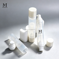 Flacon Airless Double Tête PP, Pompe Pulvérisatrice et Distributeur de Lotion 2-en-1, Emballage Cosmétique Personnalisé