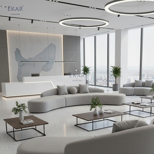 Divano Modulare <span class=keywords><strong>Luna</strong></span> Serpentine, Lussuoso Divano Componibile Moderno con Rivestimento in Tessuto per Hall di Hotel, Salotti e Uffici - Product Image 5