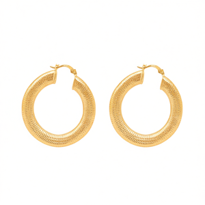 Orecchini a cerchio dorati per donna, in lega di zinco placcata oro, gioielli alla moda, orecchini di tendenza, diametro 30 mm - Product Image 1