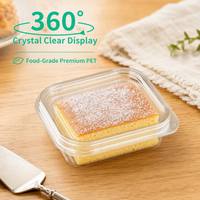 Scatola Quadrata Monouso in PET Trasparente 100% per Alimenti, per Croissant, Sushi e Insalata, con Opzioni Personalizzabili