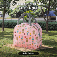 Nouvelle boîte à lunch isotherme écologique à motif floral avec fermeture éclair pour étudiants et employés de bureau, doublure en aluminium épais, polyester Oxford 2