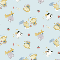Tela 100% Algodón Antipelusas con Diseño Personalizado de Osos para Ropa de Cama de Bebé y Textiles para el Hogar