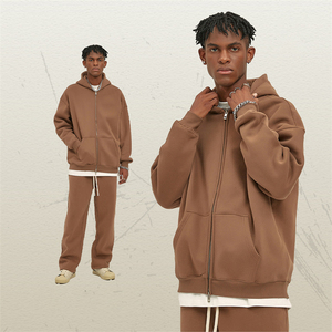 Streetwear Crop <b>Zip</b>-Up Boxy Autumn Plain Dyed Custom Polyester/Cotton 360g High Quality Men's Hoodies - Product Image 1