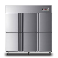 Meilleur réfrigérateur-congélateur vertical professionnel en acier inoxydable à 4 portes, double température, commande numérique, dégivrage automatique