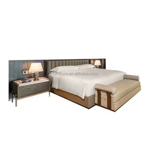 Commercial Hotel Furniture 3 Star Hotel Room Set King Size Platform Bed Frame With Upholstered <b>Headboard</b> & Wood Nightstand - Product Image 3
