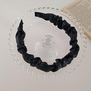 Diadema de Cuero con Diseño Arrugado para Mujer, Estilo Coreano Dongdaemun, Retro, Estilo Influencer, Borde Ancho, Simple, con Lazo Alto - Product Image 6