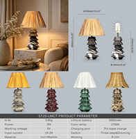 Lampe de table moderne rechargeable en marbre avec abat-jour en tissu, lampe de chevet nordique décorative pour chambre à coucher et salon