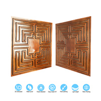 Plaques de plafond en PVC imitation étain, style artistique, gaufrage 3D, imperméables, ignifuges, carrées, pour hôtels modernes, performance incendie classe A PL25
