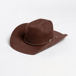 Custom Autumn and Winter New Fashion Belt Buckle Embellished Wool Fedora <b>Hat</b> Outdoor Warmth Multiple Size Large Head Cowboy <b>Hat</b> - Product Image 4