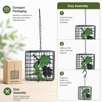 Panier suspendu décoratif en métal, résistant à la rouille, pour mangeoire à suets, cage à oiseaux, ornement en forme de feuille, pour l'alimentation des oiseaux dans le jardin, utilisation extérieure