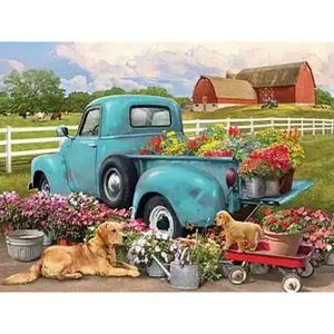 Taladros completos 5D diamante pintura granja creativa Hobby pared decoración arte coche paisaje costura 30x40cm para niños Instock