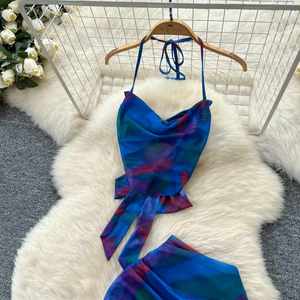 Ensembles décontractés pour femmes : Tunique licou, haut bandeau et jupe taille haute tie-dye – Vêtements américains en gros - Product Image 2