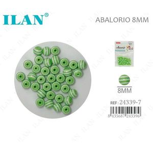 Perline verdi a strisce Ilan Abalorio da 8 mm per la creazione di gioielli - Product Image 1
