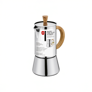 Cafetière à expresso Cilio Figaro 4 tasses en acier inoxydable avec poignée en bois, type Moka - Product Image 2