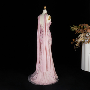 <span class=keywords><strong>Robe</strong></span> de bal sirène rose Sharon Said SS382 avec cape, ornée de cristaux, sans bretelles, pour femmes, occasions formelles, fêtes, mariages - Product Image 6