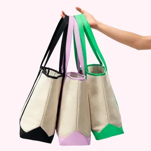 RTS venta al por mayor bolso de lona de gran tamaño para mujer con correa de asa de nailon bolso de compras duradero para mujer sin MOQ bolso de lona
