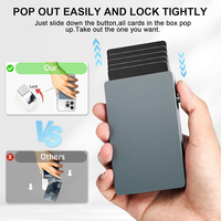 Kotak kartu dorong samping RFID pria, dompet minimalis aluminium Pop up penyimpan kartu kredit dengan magsafe Megnetic
