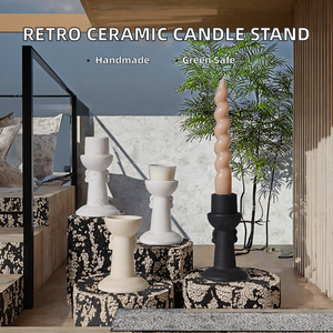 Candelero Cilíndrico de Cerámica Hecho a Mano, Estilo Nórdico Retro, Ecológico, para Decoración de Mesa del Hogar - Product Image 2