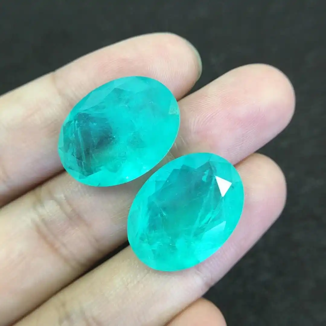 Labor erstellt Glas Edelsteine ovale Form Paraiba Turmalin Edelstein Fusions steine