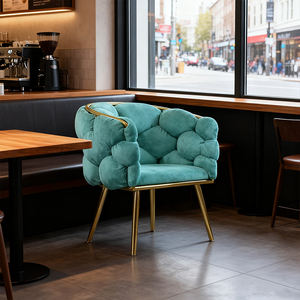 Achetez des chaises de salle à manger en tissu velours de luxe nordique <span class=keywords><strong>pour</strong></span> restaurant intérieur avec pieds en métal doré - Product Image 2