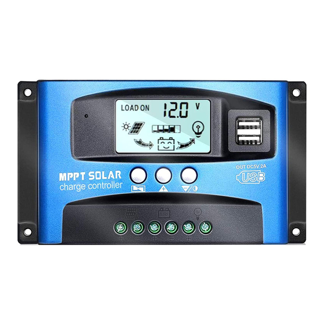 Solar MPPT 100A 60A 50A 40A 30A Charge Controller Dual USB LCD Display 12V 24V Solar Cell Panel Charger Regulator with Load