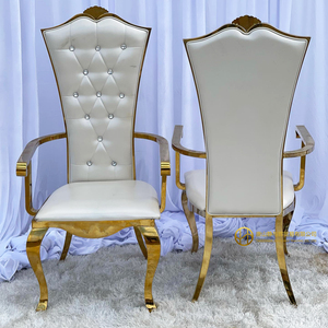 Venta al por mayor barato fiesta real <span class=keywords><strong>alquiler</strong></span> evento banquete usado oro Acero inoxidable respaldo alto VIP boda decoración trono reposabrazos silla - Product Image 5