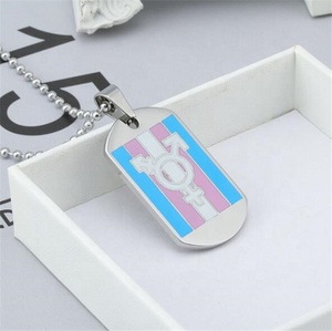 Biểu Tượng Chân Xương Tráng Men Đầy Màu Sắc Họa Tiết Cờ Bằng Thép Không Gỉ Nghĩa Ô Aceon Nhãn Hiệu Giới Tính Thẻ Chó Sọc Khắc Thời Trang - Product Image 4