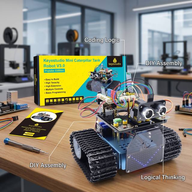 STEM Educational Robot Kit Programmable Smart Tank Car for Arduino DIY Robotics Learning Kit for Kids and Students Coding Toys