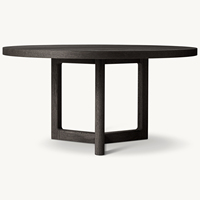 Ensemble de table à manger ronde moderne de luxe avec plateau en bois massif de chêne, 4 places, pour appartement et salle à manger d'hôtel