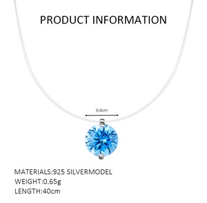 Grosir trendi senar pancing tak terlihat kalung perhiasan 925 perak murni kubik zirkon Moissanite liontin kalung untuk wanita - Product Image 2