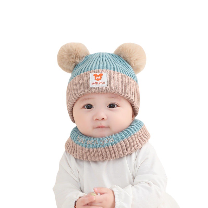 Детская шапка осень-зима Милая из двух частей шерстяная утепленная детская теплая шапка Милая шерстяная шапка для маленьких мальчиков и девочек