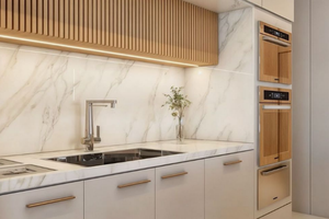 Ensemble <span class=keywords><strong>de</strong></span> <span class=keywords><strong>cuisine</strong></span> modulaire moderne couleur foncée à prix abordable, finition stratifiée, plan <span class=keywords><strong>de</strong></span> travail en marbre, charnières, robinet, évier 5+ - Product Image 3